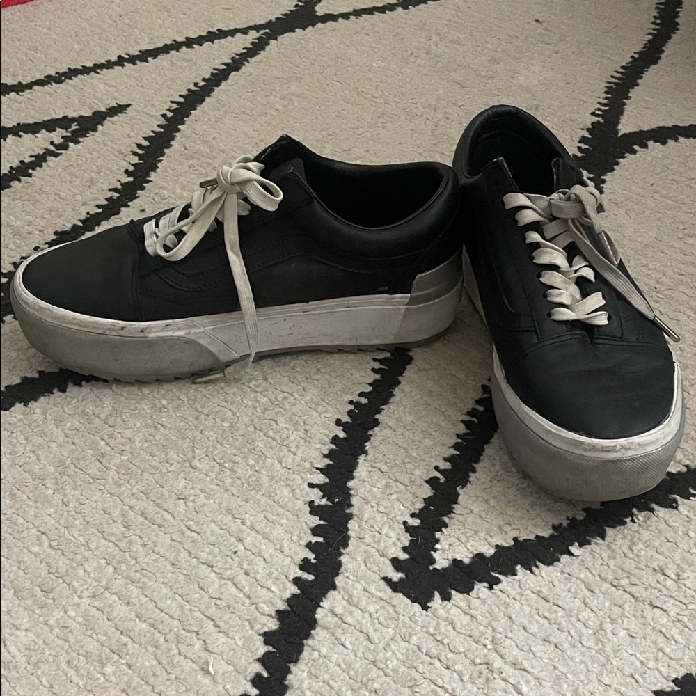 Vans Black Low-Top Platform Sneakers with White Sole